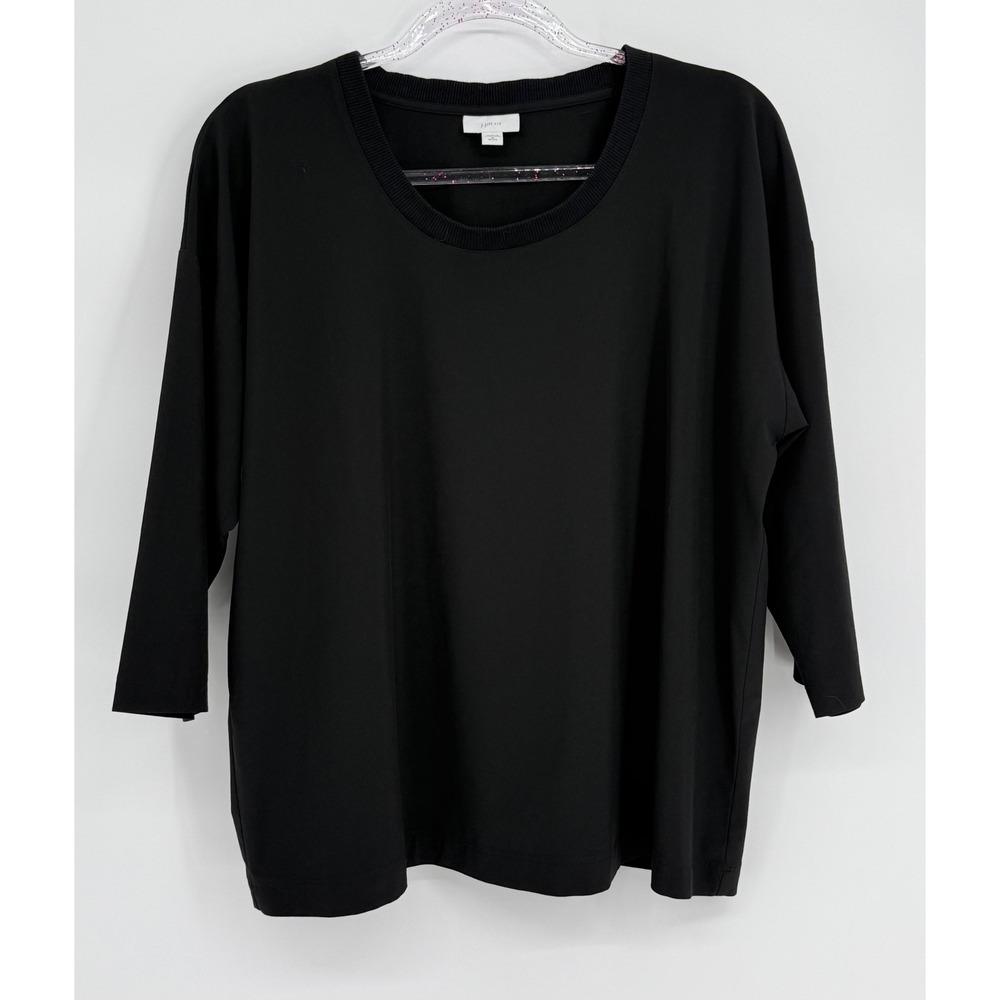 J. Jill Fit Womens Black 3/4 Sleeve Activewear Top Sz M Petite Stretch